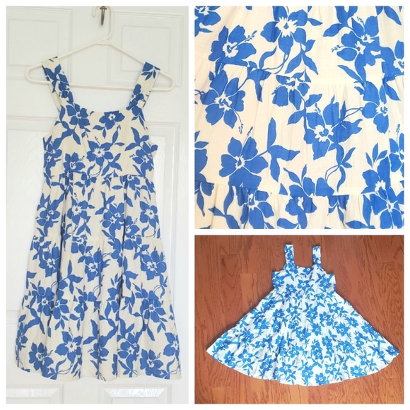 BNWT Zara Girls Floral Flowy Blue & White Dress Size 13 / 14 Spring Summer - Picture 3 of 12